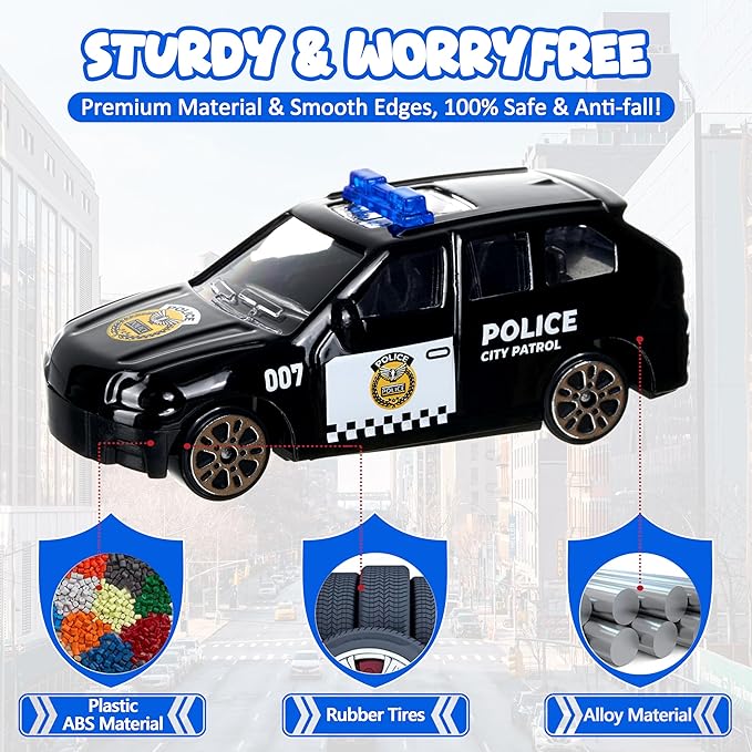 Boys Toys for 3 4 5 6 Years Old,6 Pack Diecast Police Car Toy Set, Mini Alloy Models Toys Car, Mini Vehicles Police Truck, Play Patrol Rescue Vehicle Toy, Boys Birthday Gift