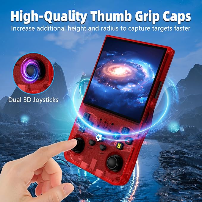 R36MAX Retro Handheld Game Console, 4.0 Inch IPS Screen Retro Gaming Console,Linux System, 4000mAh Battery Portable Pocket Mini Arcade, Built-in 128G (Red)