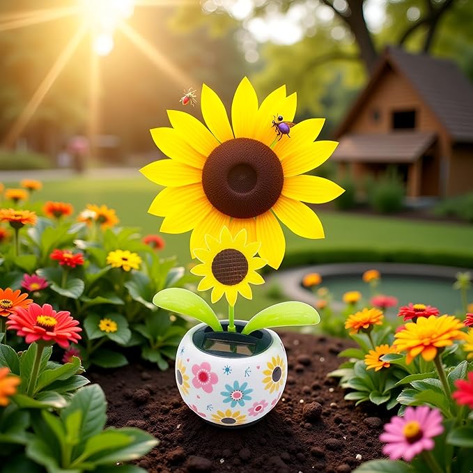 Sunflower Solar Dancing Flowers, Cute Solar Powered Dancing Swinging Flower, Swinging Solar Power Flip Flap Flower Decor Gift,Car Home Desk,Detective and Spy,Learning and Education