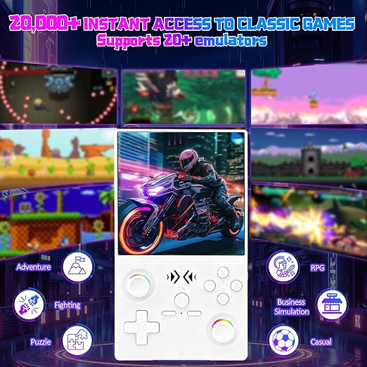 UYTGXEN XF40V Retro Handheld Game Console with 2*Detachable Long Joysticks, 4.0-Inch HD IPS Screen Retro Gaming Console, Preloaded Classic Games with Multiple Emulator, Pocket Video Gaming