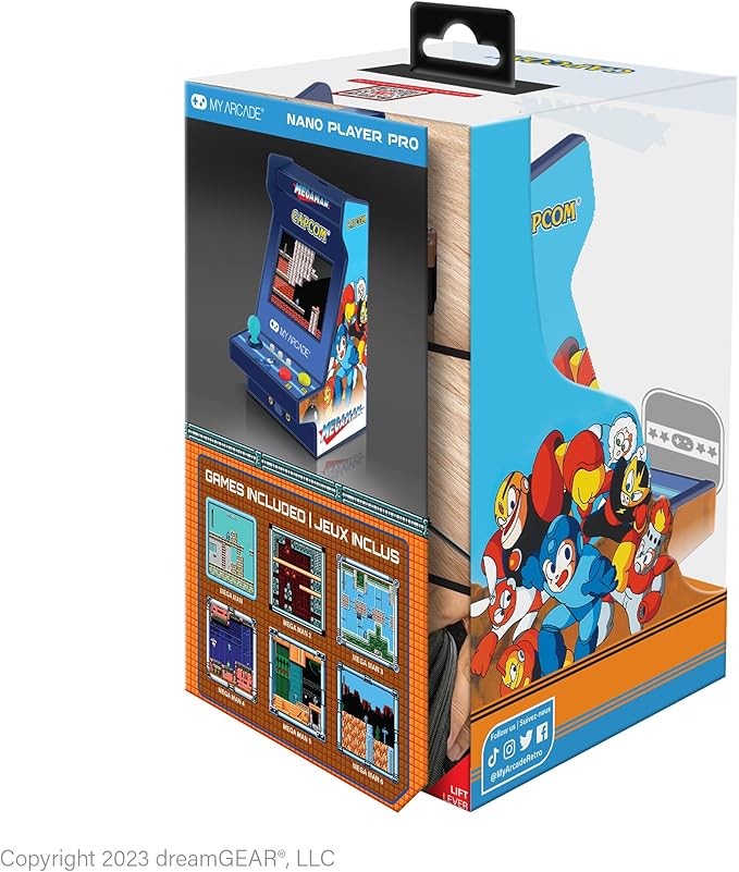 My Arcade Mega Man Nano Player Pro: 4.8" Portable Mini Arcade with 6 Games, 2.4" Screen Color Display, Retro