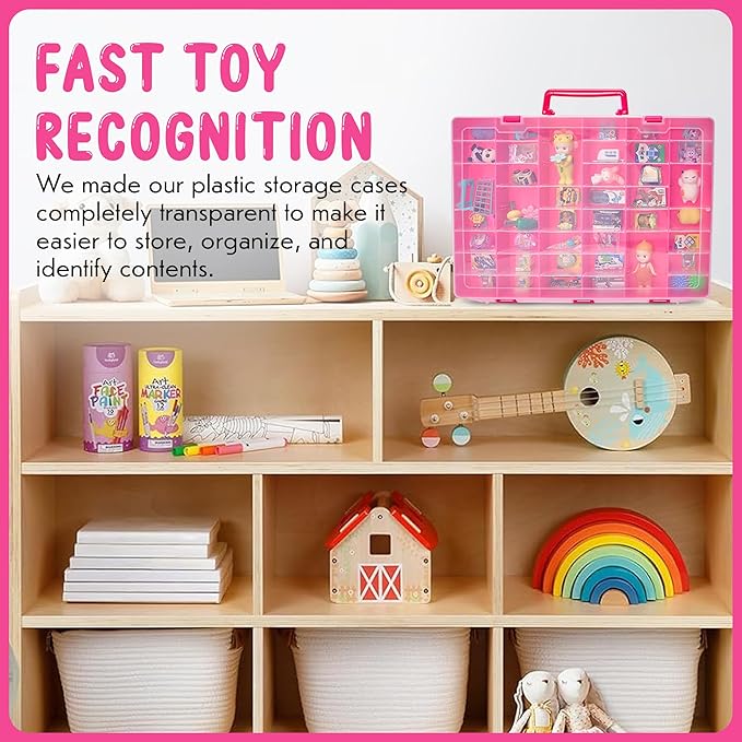 Mini Toy Organizer Box – 48 Compartment Storage Case for Mini Brands, LOL Dolls, Shopkins & Calico Critters – Kids Collectible Container for Small Toys