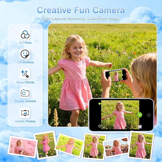 AI Digital Camera for Kids with WiFi, Photo Recognition & Voice Dialogue, 4" Touch Screen AI Kids Smart Camera with Dual Lens, Portable Learning Toy, Christmas Birthday Gift for Ages 3-15 (Blue)