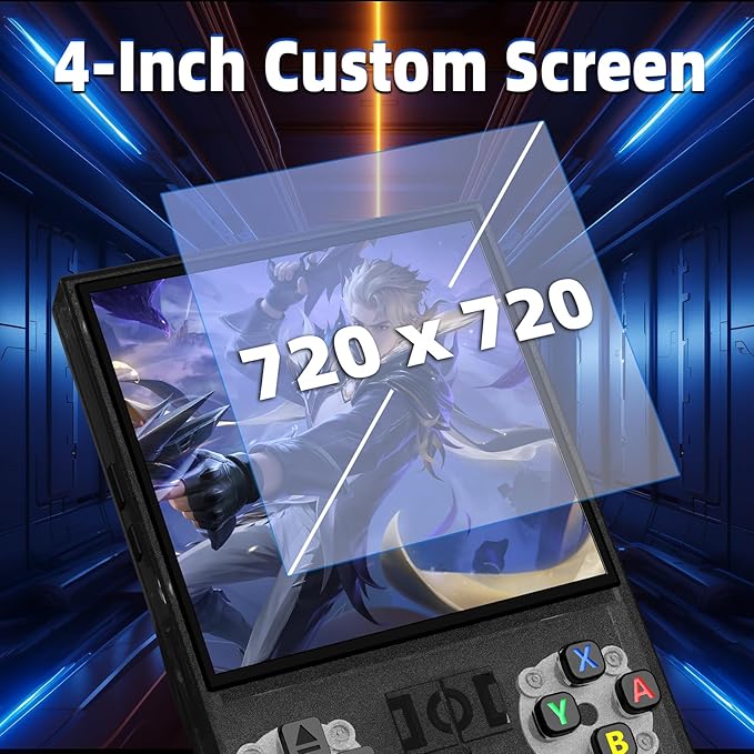 R36MAX Retro Handheld Game Console, 4.0 Inch IPS HD Screen Retro Gaming Console, Linux System, 30＋Emulator Games Retro Game Console, 4000mAh Battery, Built-in 64G TF Card, Black