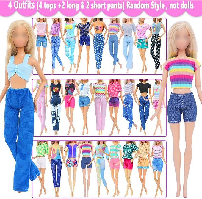 BJDBUS 11 Sets Doll Clothes 3 Sequins Dresses 4 Fashion Dresses and Floral Short Skirt 4 Casual Outfits Tops and Pants for 11.5 inch Girl Doll Clothing