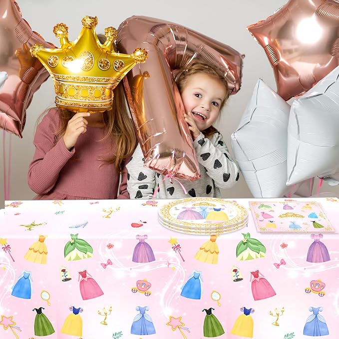 41Pcs Princess Birthday Party Decorations,Pink Prnss Themed Tableware Set,Include Princess Plates,Napkins,Tablecloth,for Baby Showers,Girls Birthday Party Decorations,Kids Party Setup,Serves 20