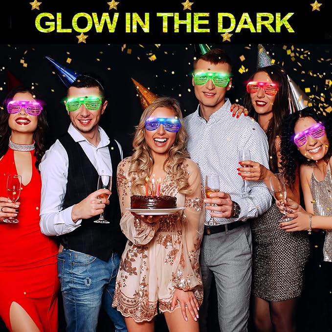 72 Pack LED Glasses Easter Basket Party Favors Light Up Glasses, Glow In The Dark Party Supplies Accessories for Kids Adult, Neon Glasses football Birthday Wedding Camp Care Pool carnival Party Favors