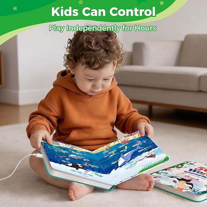 Interactive Learning Sound Book for Kids Ages 3-8 - 500 Core English Vocabulary Words, Early Educational Talking Book with Touch & Sound for Preschool, Kindergarten & Homeschooling