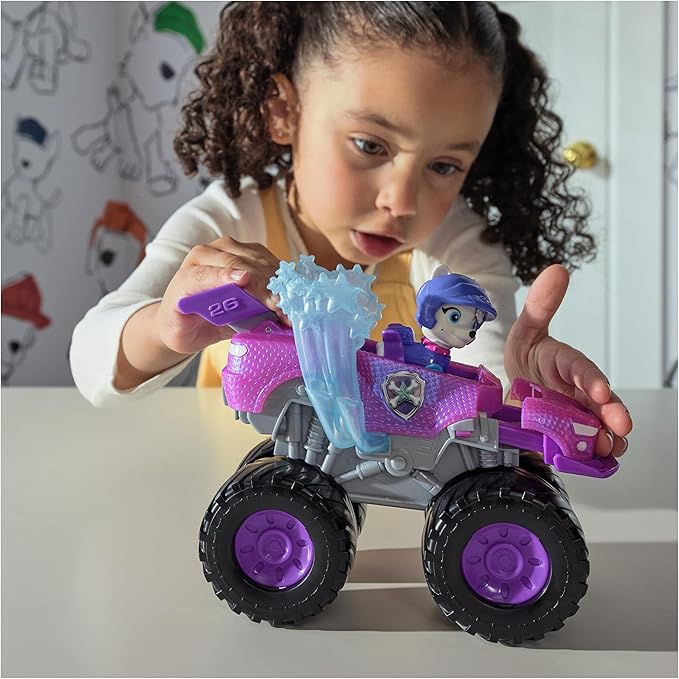 Paw Patrol: Rescue Wheels Roxi Monster Truck with Transformation and Collectible Action Figure, Toys for Boys and Girls Ages 3+
