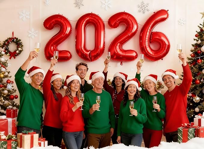 2026 Balloon Numbers Red 40 Inch, Large Foil Number Balloons 2026, Red Balloons for Happy New Year 2026 Graduation Party Supplies