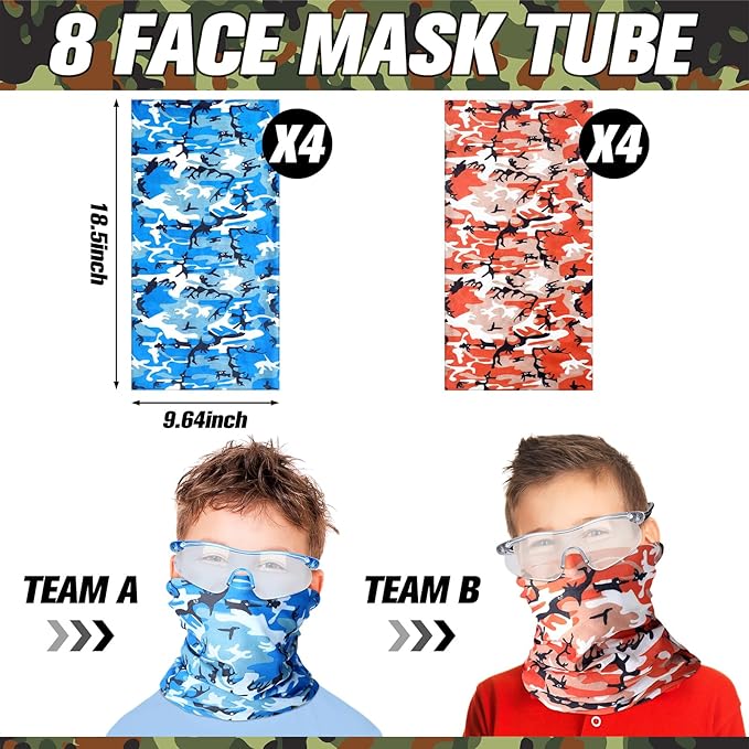 Sosation 12 Sets Tactical Vest Compatible with Nerf Party Favor Accessories, Face Mask Wrist Ammo Holder Toy Gift Supplies (Orange and Blue)