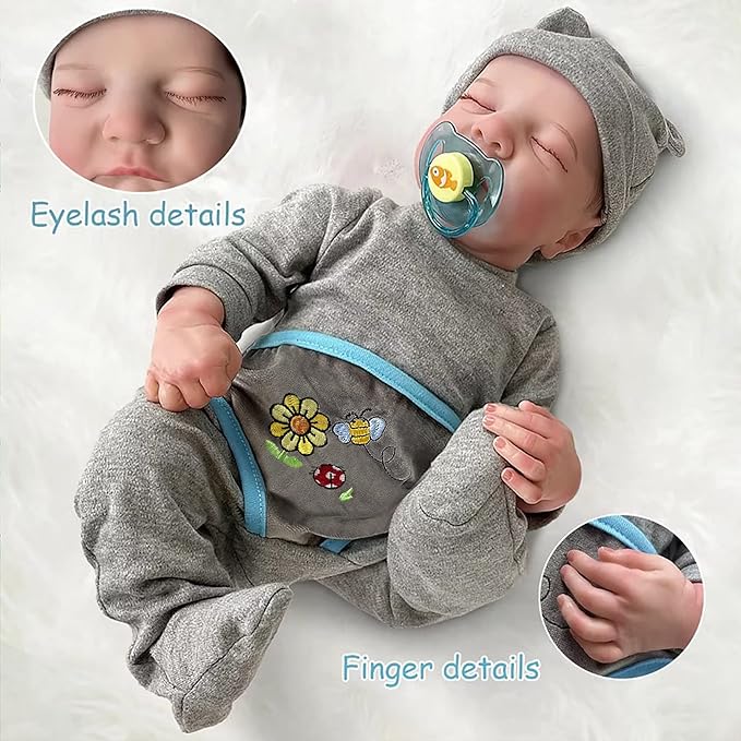 Realistic Reborn Baby Dolls Boy 17-Inch Realistic Baby Doll Soft Vinyl Lifelike Babe Newborn Babe Dolls Accessories for 3+ Years Old (Blue)