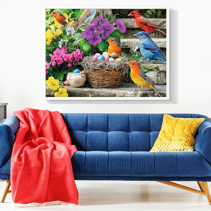 300 Piece Puzzle for Adults, Colorful Birds Jigsaw Puzzle, Colorful Hummingbird Puzzles, Bird Lover Challenging Puzzles for Friends Family Activity Game Nights Gifts, 20.5x15 in