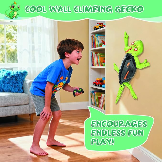 Wall Crawler Gecko RC Toy for Age 8-13 - Realistic Remote Control Lizard Wall Climbing Toy, Birthday Gifts for Boys Age 4-8, Fun and Novelty Toys for Kids Girls & Boys