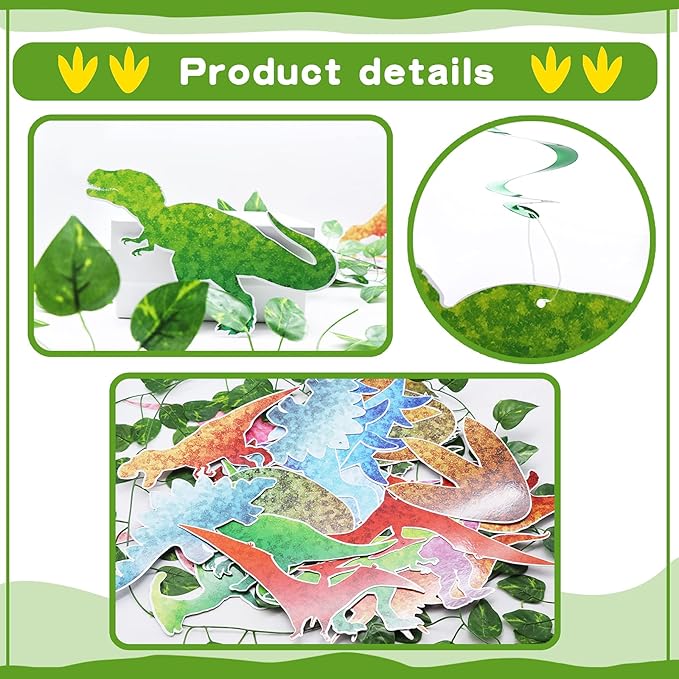 Dinosaur Birthday Party Supplies 30 Pack Watercolor Dino Foil Ceiling Hanging Swirls Streams Garland Banner Party Decor Happy Birthday Decor for Kids Jungle Dinosaur Theme Birthday Party Baby Shower