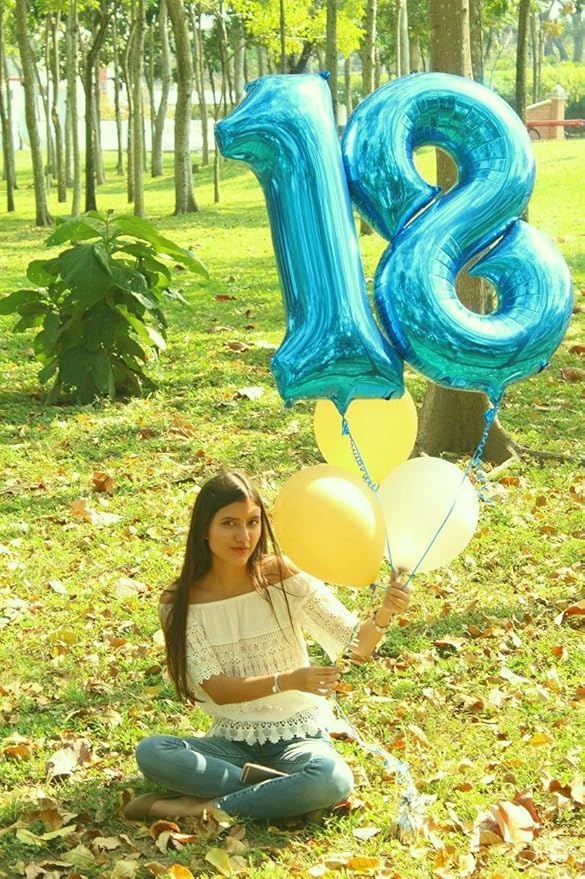Blue Foil Number 8 Balloon 40 Inch, Helium Mylar Eight Number 8 18 28 38 48 58 80 88 Birthday Balloons, 8th Blue Women Men Wedding Anniversary, Graduations Party Supplies
