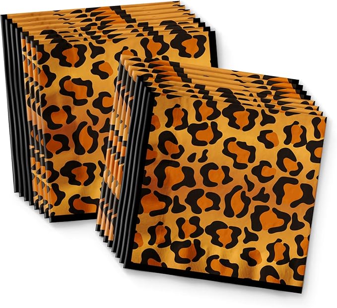 Leopard Print Birthday Party Supplies Set Plates Napkins Cups Tableware Kit for 16
