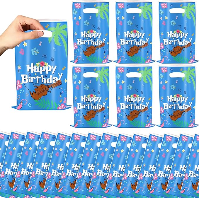 30Pcs Pink Blue Cartoon Animation Luau Party Gift Bags Birthday Theme Party Decoration Supplies for Kids Boy Girl