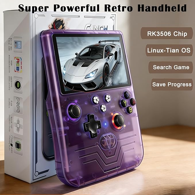 RegiisJoy R60 MAX 40000 in 1 Handheld Game Console, 5.5 Inch IPS Screen Retro Gaming Consoles Main Emulators, Portable Mini Pocket Arcade 6000mAh Battery,128G TF Card,RGB Joysticks