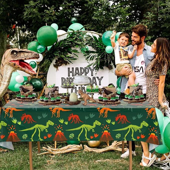 Staraise 3 Pieces Dinosaur Birthday Decorations Party Tablecloth, Dinosaur Table Cover PE Waterproof Rectangle Tablecloth for Kids Boy Birthday Classroom Dino World Party Decorations, 51.2X 86.6inch
