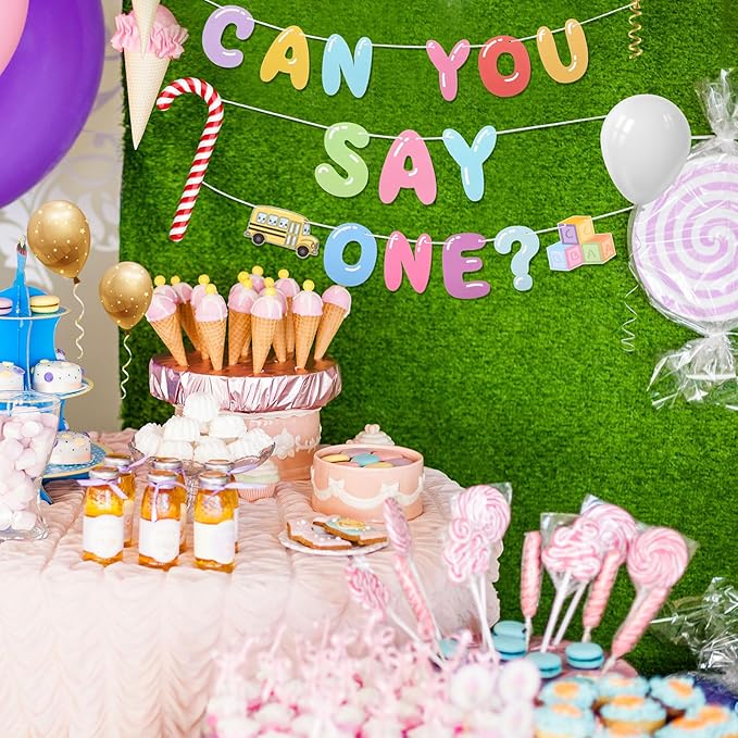 Can You Say Banner Enlightened Teacher Banner Cartoon Theme Girl Birthday Decorations Bubble Gum Party Decorations Funny Birthday Party Supplies (One)