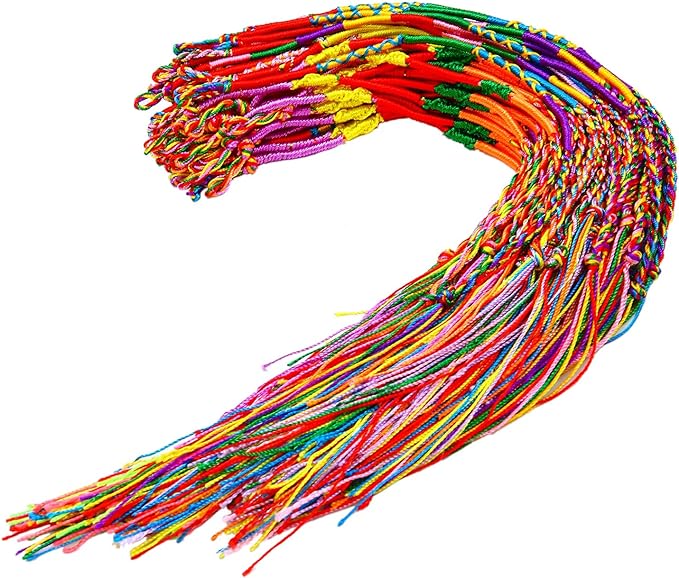 Resinta 60 Pieces Handmade Braided Bracelets Assorted Random Colors Friendship Cords Thread Bracelets Party Supply Favors for Wrist Anklet