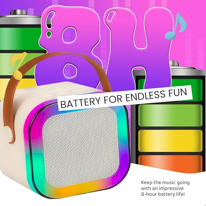 Mini Karaoke Machine Toy for Kids with 2 Wireless Microphones - Portable Bluetooth Kids Karaoke Machine, Fun Singing System for Children, Ideal Gift for Girls and Boys