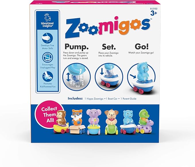Educational Insights Zoomigos Hippo with Rowboat Zoomer - Toddler Toy