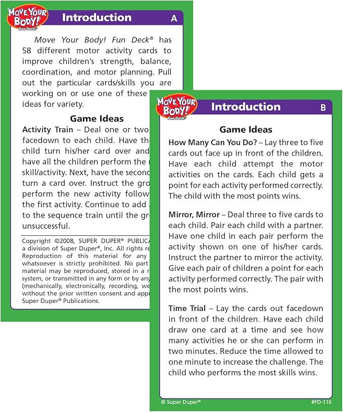 Super Duper Publications | Move Your Body Fun Deck | Occupational Therapy Flash Cards | Educational Learning Materials for Children