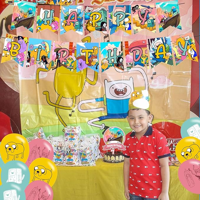 Time of Adventure Party Decorations,Adventure Birthday Party Supplies Includes Banner- Cake Topper - 24 Cupcake Toppers - 18 Balloons