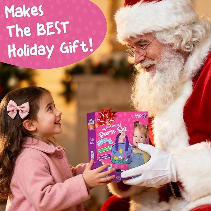 Play Purse for Toddlers with Accessories, Toddler Girl Toys 1 2 3 Years Old with Pretend Makeup, Keys, Smartphone, Toddler Toy Purse for Little Girls - Birthday Gift for Toddlers Girls Ages 2-3 Purple