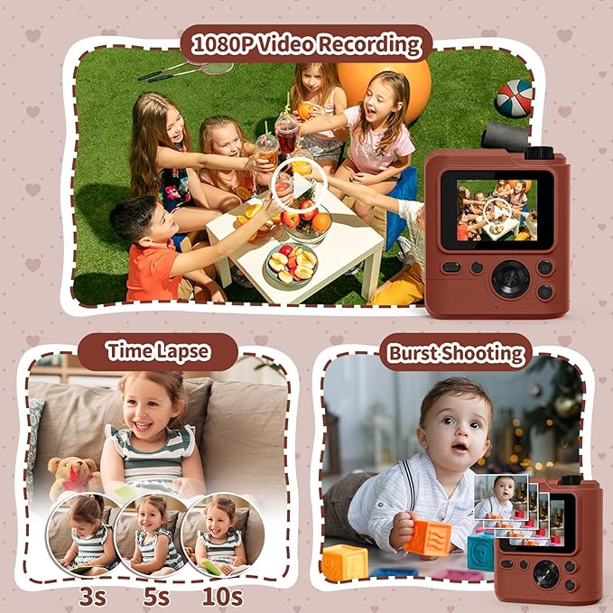 Kids Camera Gifts for Girls Boys - Christmas Birthday Xmas Gift for Girl Boy Age 3 4 5 6 7 8 9 10 11 12 Year Old - Instant Print Digital Toys Ages 3-5 6-8 8-12 Years Olds - Toddler Learning Kid Toy