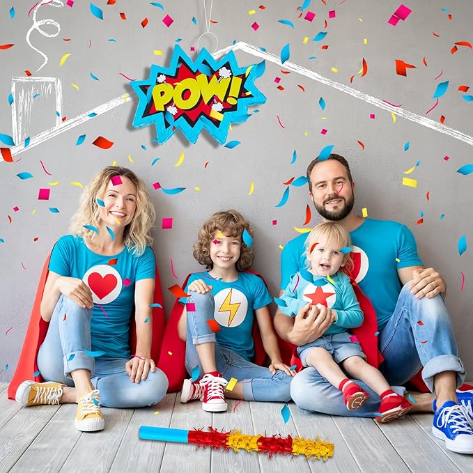 Comic Book Pop Piñata for Birthday Party Colorful Piñata with Stick, Blindfold, Confetti for Adults Birthday Baby Shower Party Supplies