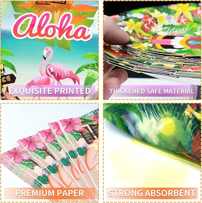 180PCS Hawaiian Aloha Party Supplies Serve 60, Luau Tropical Paper Plates and Napkins Kit for Summer Pool Beach Birthday Party Decorations, Includes Dinner Plates, Dessert Plates, Napkins