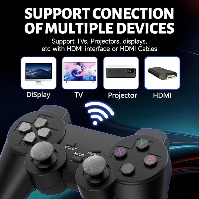 20000+ Games Retro Wireless Game Stick - Retro Game Console with 40 Emulators , 4K HD Output System, Plug and Play Video Game Consoles with 64GB TF Card, 2.4G Wireless Controllers