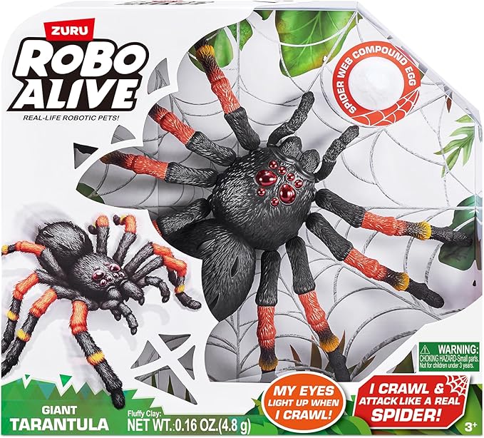 Robo Alive Giant Tarantula by ZURU Battery-Powered Robotic Interactive Electronic Spider That Moves and Crawls, Comes with Web Slime, Prankst Toys for Boys, Kids, Teens