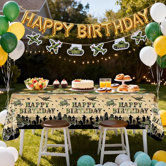 Avezano 3 pcs Camo Birthday Party Decorations Camouflage Tablecloth Plastic 108x54 Soldier Military Theme Party Supplies Cake Table Decor Supplies