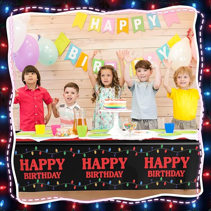 2 Pcs Birthday Party Decorations Plastic Cute Birthday Tablecloth 108 x 54 Inches Disposable Rectangle Tablecover for Boys Girls Kids Baby Shower Party Supplies (Strange Themed)