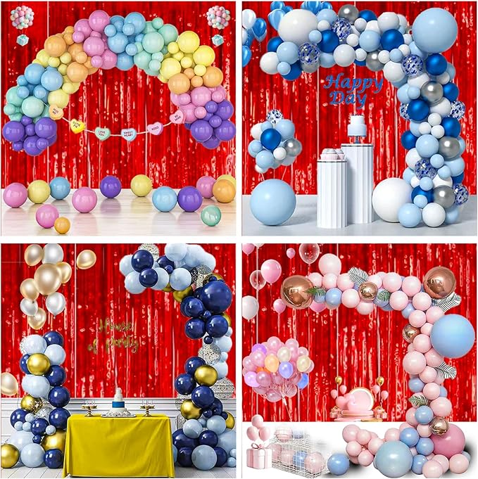3 Pack Shiny Red Backdrop Party Decorations Tinsel Curtain Party Backdrop Foil Fringe Birthday Decorations Photo Booth Streamer Pink Theme Bachelorette Graduation Party Decorations