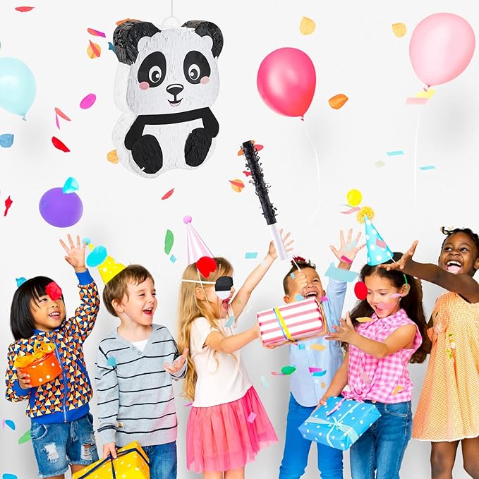 Panda Piñatas for Birthday Party Forest Animal Piñata with Stick, Blindfold, Confetti for Adults Birthday Baby Shower Party Supplies