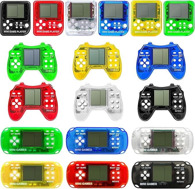 18Pcs Video Game Party Favors for Kids, Arcade Video Game Birthday Supplies Mini Gamer Console Keychain Classroom Prizes for Boys and Girls