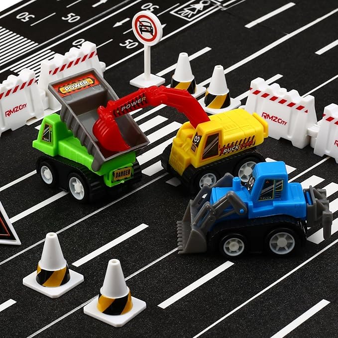Pull Back Car, 12 Pcs Mini Truck Toy Kit Set, Play Construction Engineering Vehicle Educational Preschool for Children Boys Party Favors, Kids Birthday Game Gift Playset Classroom Reward