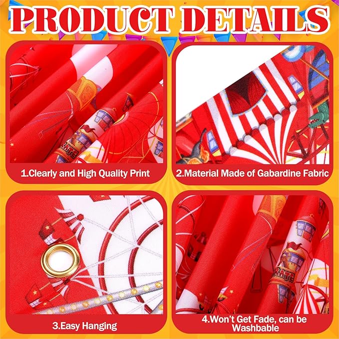 Welcome to the Carnival Banner Carnival Decorations Circus Party Supplies Background for Circus Theme Party Decorations Birthday, 71 x 35 Inch (Tent Striped)