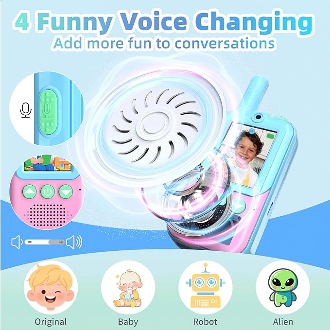 Walkie Talkies for Kids 3 Pack,3 Miles Family Walky Talky Children Radio Long Range,22 Channels Kids walkie talkies with VOX Function,3-12 Years Old Boys Girls Xmas Birthday (Powder Blue)