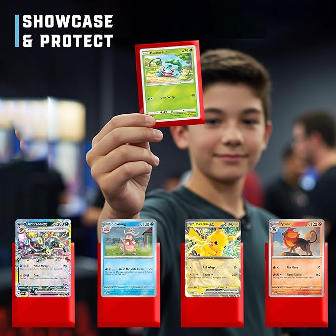 Premium Clear Card Sleeves, 100ct – Standard Size Penny Sleeves for Pokémon, Sports Cards, Baseball, Football, and Collectible Trading Cards – Acid-Free, PVC-Free, Durable Protection, Red