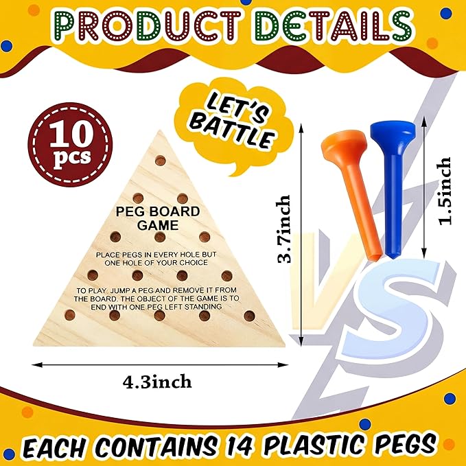 Zhanmai 3 Sets Wooden Triangle Peg, Educational Board, Travel Size, Operation Christmas Learning Puzzles (Cute)