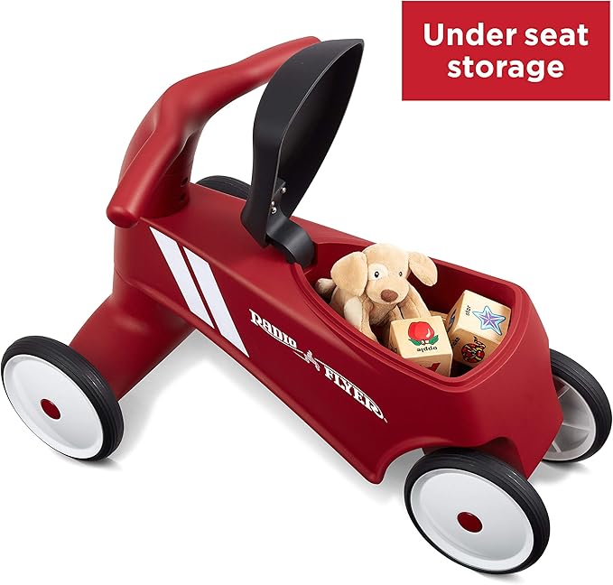 Radio Flyer Scoot About Sport Ride On, Ages 1-3, Stable Wide Front Wheels, Front Steering, Clear Kick Path, Under Seat Storage, Easy-Glide Wheels, Toddler Ride On, Amazon Exclusive