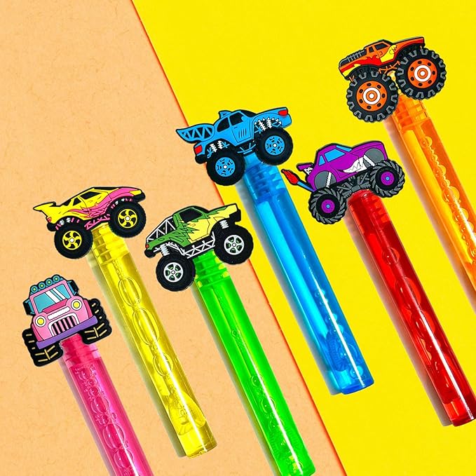 Monster Truck Party Favors,24Pcs Car Bubble Wands for Kids,Cool Bubble Wand for Monster Truck Birthday Party Supplies,Classroom Prizes Pinata Goodie Bag Stuffers Gift