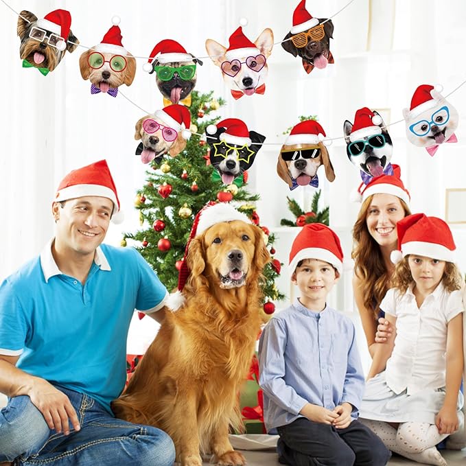 Hooqict Christmas Banner Decorations Christmas Dog Party Banner Garland for Kids Adults Dog Puppy Birthday Party Decorations Xmas Holiday Fireplace Mantel Hanging Decor