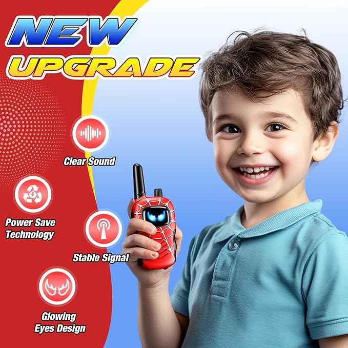 Walkie Talkies Toys for Kids Ages 3-8 Gifts Walkie Talkies with Glowing Eyes for 3 4 5 6 7 8 Year Old Boys Kids Toddlers Birthday Gift Outdoor Camping Toy for Boy Kid Toddler Age 3-5 5-7 4-6